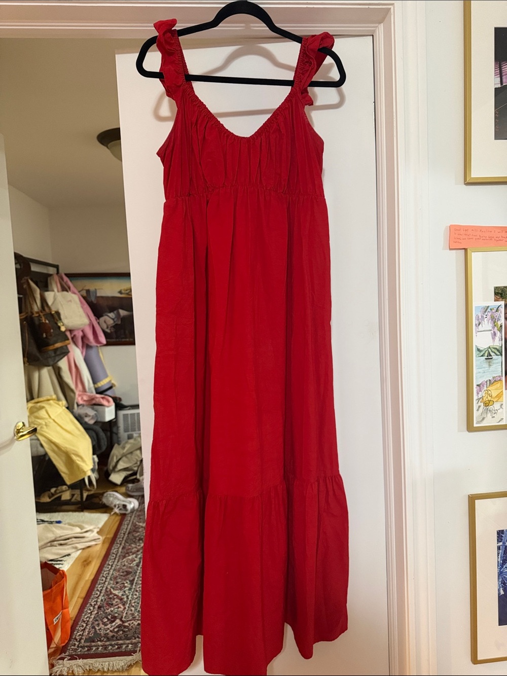 Universal Thread Red Ruffle-Strap Maxi Dress
